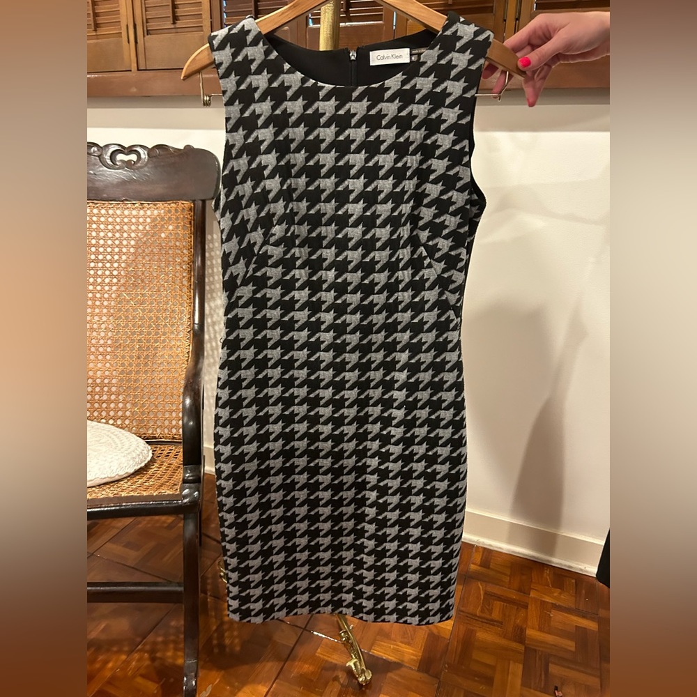 Calvin Klein sleeveless dress herringbone